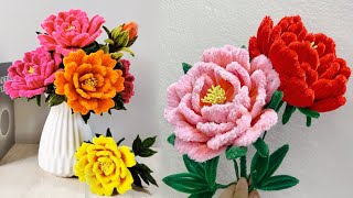 DIY Peony Flower How to Make Beautiful Flower with Pipe Cleaner  Easy Pipe Cleaner Flower Tutorial [upl. by Galina]