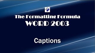 Word 2003 Captions with Heading Numbering [upl. by Crary434]