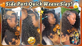 Versatile Quick Weave Tutorial🙌Short Curly Hair Side Part Leave Out On Natural Hair FtUlaHair [upl. by Doughty]