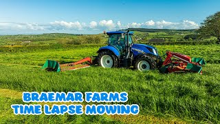 Time Lapse  New Holland T6180 Mowing  Mowing First Cut Silage [upl. by Ahras]