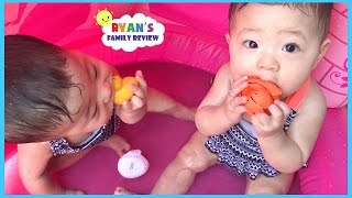 Babies and Kids Family Fun Pool Time with Rubber Ducky Ryans Family Review [upl. by Quillan112]