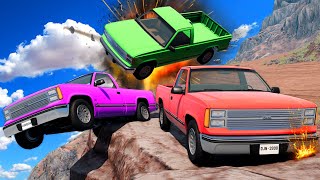 Racing Trucks on a DANGEROUS CRASH CANYON in BeamNG Drive Mods [upl. by Sera]