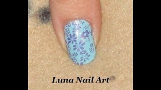 Stamping fleurs violette  Ongles courts [upl. by Eniak]