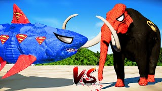 Jurassic World Evolution🌍 Superman Megalodon VS BatSpiderman Mammoth Dinosaurs Fight [upl. by Ahseim]