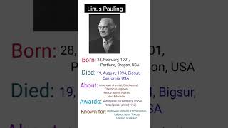 Linus Pauling sciencetist chemistry viral youtubeshorts trendingshorts viralshorts hashtag [upl. by Emyaj673]