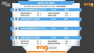 Hayes Kent CC 2nd XI v Catford Wanderers CC 1st XI [upl. by Kamillah293]