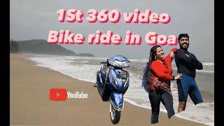 1st 360 video II Angoda beach II Couple Bikeridecouplegoals bike rainride adventure goa [upl. by Mandi]