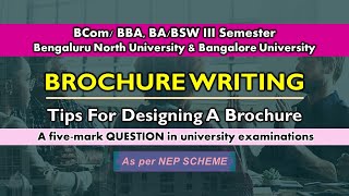 BROCHURE WRITING Tips for Designing BCom BBA 3rd sem [upl. by Landon]