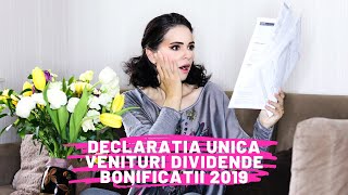 Completare DECLARATIA UNICA venituri DIVIDENDE pentru BONIFICATII 2019 [upl. by Enilecram]