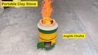 Portable Clay Stove  angithi chulha Sigdi banane ka tarika  desi chulha mud stove [upl. by Yenittirb]