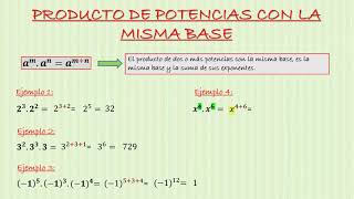 PRODUCTO DE POTENCIAS CON LA MISMA BASE [upl. by Meraree]