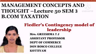 MANAGEMENT CONCEPTS AND THOUGHT LECTURE 50SEM 3 BCOM TAXATION [upl. by Milena]