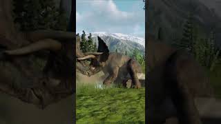 Jurassic World Evolution 2🌎 Stegosaurus Fight Triceratops Short [upl. by Vivie]