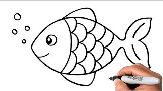 Fish Drawing For Beginners  How to Draw Fish Step By Step  Easy Fish Drawing With Colour [upl. by Arias]