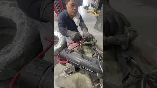 testing of starter motor 24v on a battery mechanic shortfeed shorts mechaniclife [upl. by Acirtap]