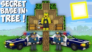 Why am I HIDING FROM THE POLICE INSIDE A TREE in Minecraft  SECRET BASE IN TREE [upl. by Chretien286]