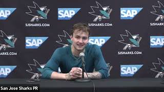 Thomas Bordeleau after winning goal Sharks DEFEAT Vegas in shootout [upl. by Chernow]