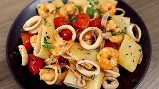 Pasta mit Garnelen und Tintenfisch Unglaublich lecker und schnell [upl. by Ynnot984]