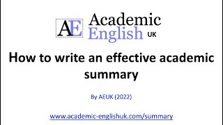 How to write an effective academic summary [upl. by Nae1]