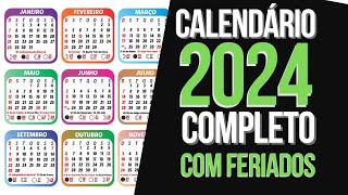 CALENDÁRIO 2024 COMPLETO COM FERIADOS NACIONAIS E LUAS DE 2024 [upl. by Mckenzie]