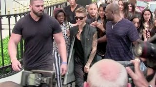 EXCLUSIVE  Lovely Justin Bieber being super nice with his fans in Paris [upl. by Salocin]