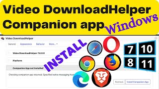 Install Video DownloadHelper Companion App in Windows  Companion App in Video DownloadHelper Window [upl. by Fedak885]