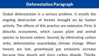 Paragraph  Deforestation  Paragraph for HSC SSC Board Exams  important suggestions 2024 [upl. by Morgana]