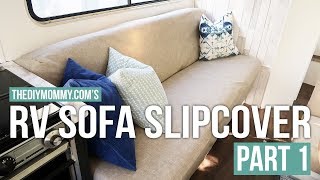 How to Sew a Slipcover for an RV Jackknife Sofa  PART ONE  Vlogust Day 12 [upl. by Alohcin]