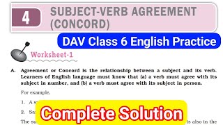 Subject Verb Agreement Solution  Dav Class 6 English Practice Chapter 4 [upl. by Lyj]