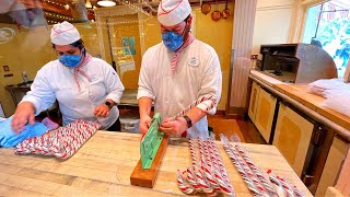 2021 The Making Of Handmade Candy Canes At Disneyland  Full Process [upl. by Einnad]