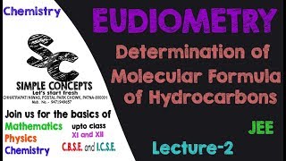 Lec 2  Eudiometry  Determination of Molecular Formula of Hydrocarbons  JEE [upl. by Alec]