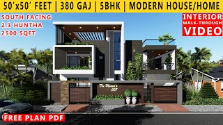 50 x 50 FEET HOUSE DESIGN  5BHK BUNGALOW  280 GAJ  23 GUNTHA  2500 SQFT HOUSE PLAN  VASTU [upl. by Jecon454]