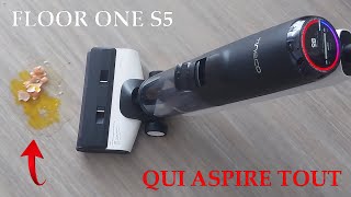 ASPIRATEUR LAVEUR TINECO FLOOR ONE S5 QUI ASPIRE TOUT  À VOIR ABSOLUMENT [upl. by Alekat]