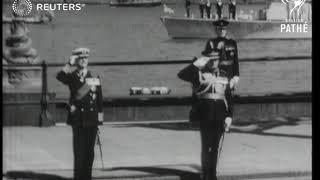 ROYAL Members of the Royal Family greet King Haakon VII of Norway 1951 [upl. by Aramoiz]