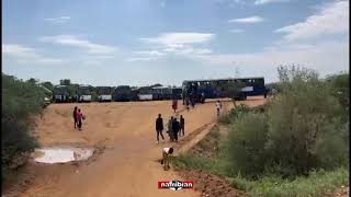 Municipal buses have been transporting members of the public to Windhoek since early morning [upl. by Catherine]