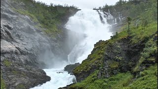 Flåm Railway Flåmsbana Norway  2022 Scenic Railway Footage including Kjosfossen Waterfall [upl. by Akimrej]