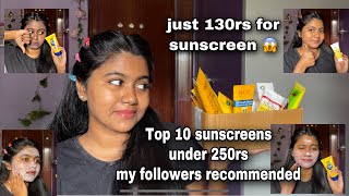 🔥Top 10 Sunscreen under 250rs Only🤫  affordablesunscreen bestsunscreen Sunscreen skincare [upl. by Fleda]