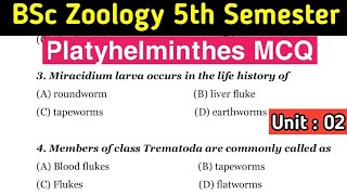 BSc 5th Semester Zoology  Platyhelminthes MCQ  Unit 2 [upl. by Jeffcott246]