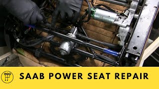 SAAB 900 Power Seat Repair New Leather is Beautiful [upl. by Enowtna]