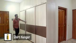 Sliding door wardrobe design with openable loft doors👍 i Build Interiors mysore🏠 [upl. by Eneri]