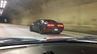 dodge demon supercharger whine in a tunnel [upl. by Jaqitsch]