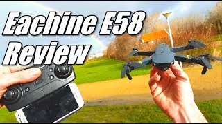 Eachine E58 Wifi FPV Drone DJI Mavic Clone Unboxing Review and Test Flight with Phone UFO App [upl. by Omor462]