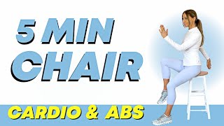 5 Min Chair Workout  9 Chair Exercises  Seated Cardio and Seated Abs  Limited Mobility Workout [upl. by Asilana183]