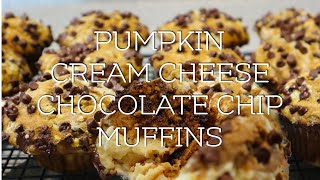 ASMR Bake With Me FallInspired Pumpkin Cream Cheese Chocolate Chip Muffins [upl. by Aissatan590]