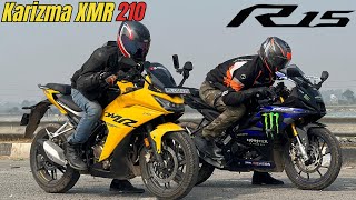 Karizma XMR 210 vs Yamaha R15 Drag Race [upl. by Atrebla]