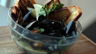 Garlic Steamed Mussels Recipe  KIN EATS [upl. by Pernas]