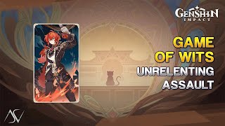 Solo Diluc Deck  Game of Wits Unrelenting Assault  Genshin Impact [upl. by Nevet20]