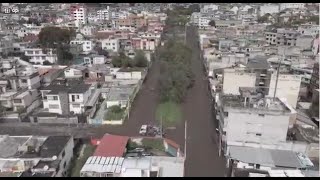 Así se ven los estragos del aluvión en el sector de La Gasca en Quito desde el aire [upl. by Erroll]