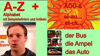 Alphabet und Wörter mit Artikeln und Bildern  Deutsch A1  Alphabetisierung DaFDaZ kostenlos [upl. by Lovash]