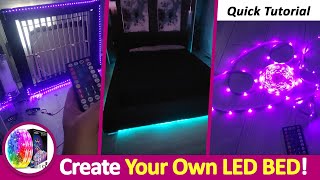 Make Your Own LED Bed from Strip Lights or LED Mirrors  Easy DIY LED UnderBed Lighting Tutorial [upl. by Fleur773]